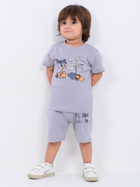 Safari Buddies Cotton Short Set (Dusty Grey)